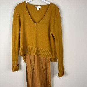 Chelsea & Violet Layered Sweater Slip Dress Gold Size Small